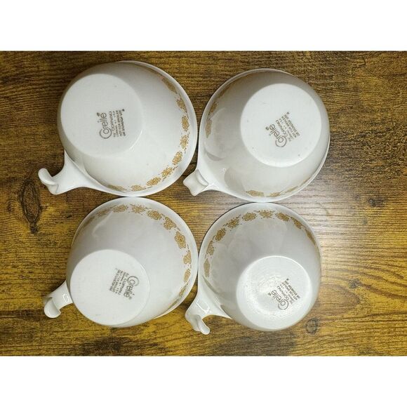 Vintage Corning Corelle Butterfly Gold Coffee Cup Vintage Open Hook Set Of 4 - Picture 3 of 6
